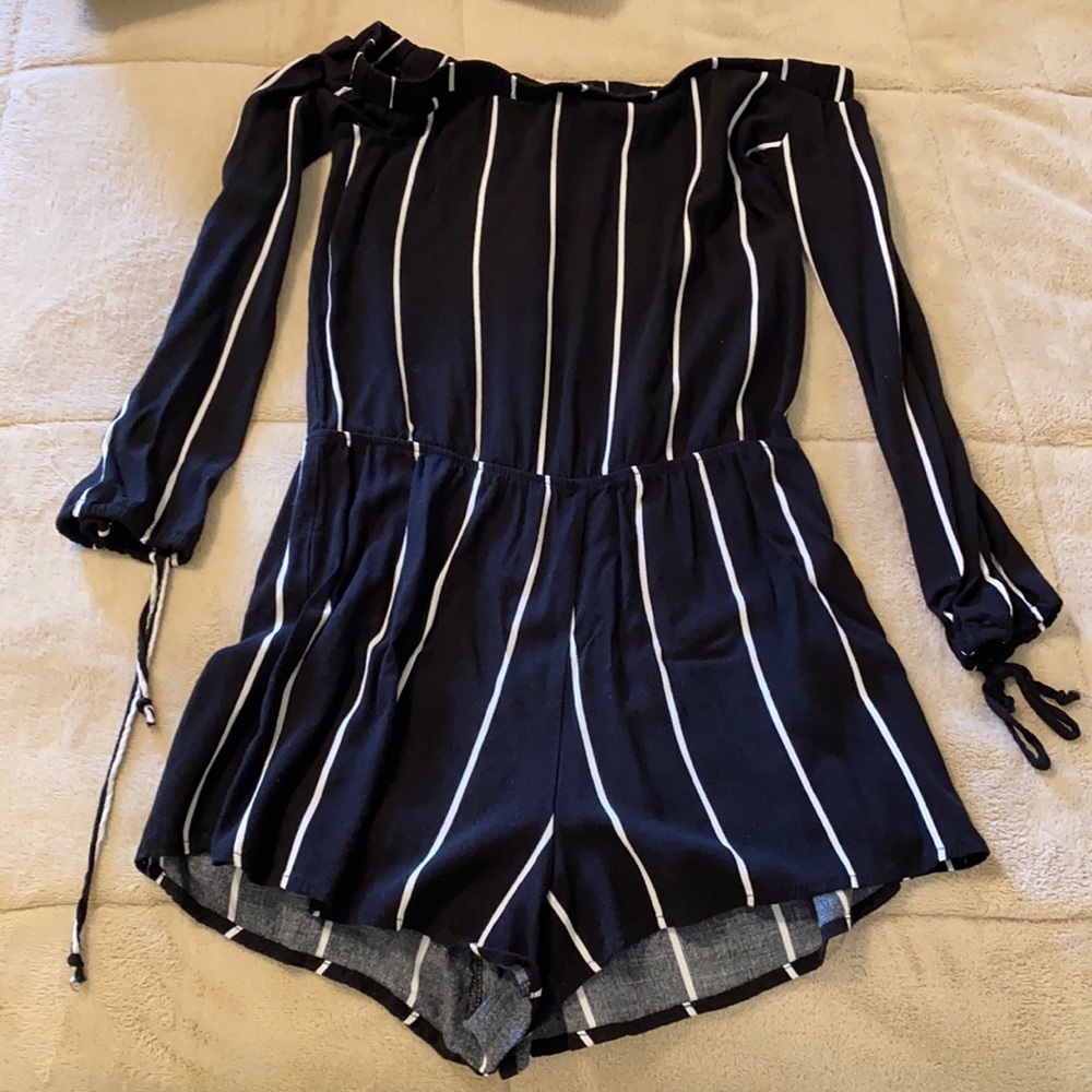 Off the shoulder romper (black and white)